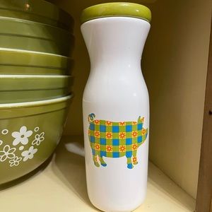 Vintage Gingham Flower Pig Milk Carafe